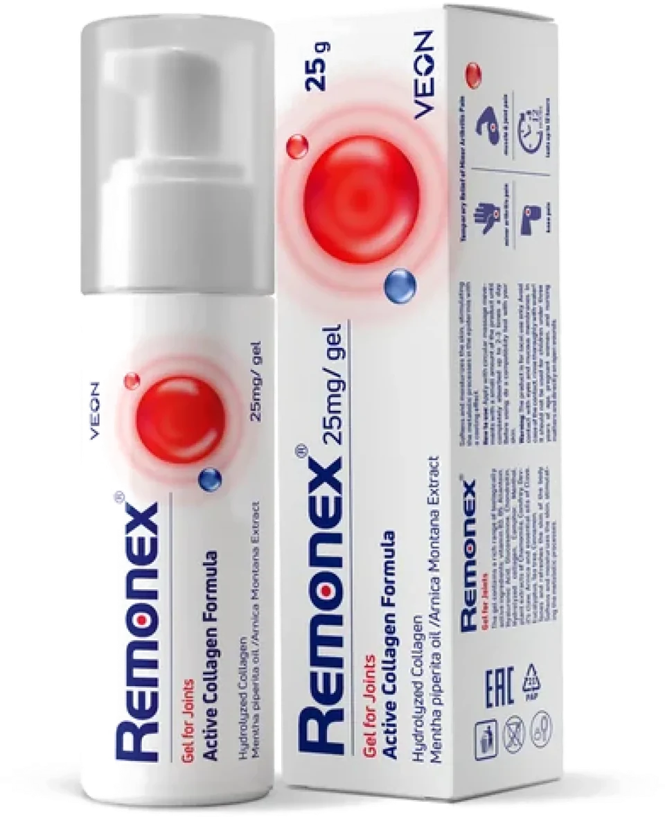 REMONEX gel na klouby 25 g – originální flakon s dávkovačem a krabička